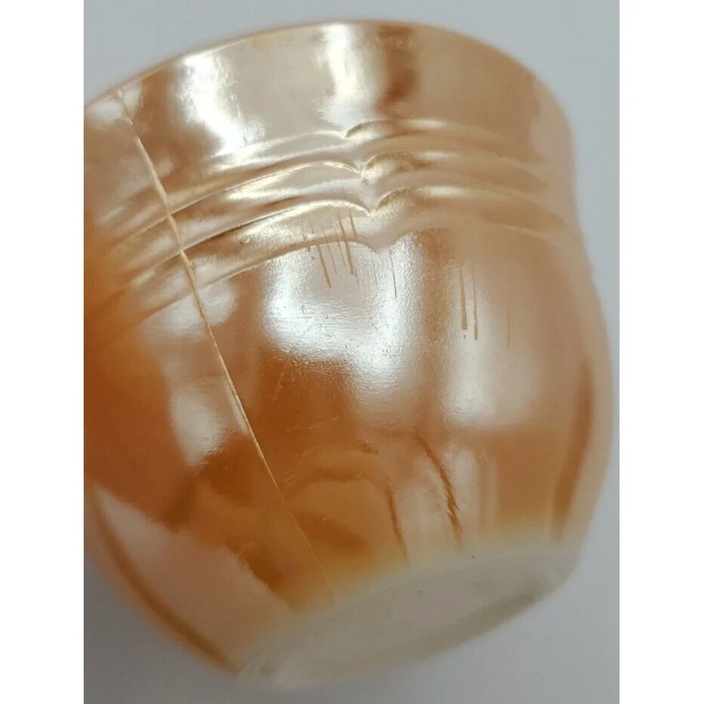 Vintage Fire King‎ Ware Lusterware Milk Glass Peach 3-Band Orange Coffee Tea Cup